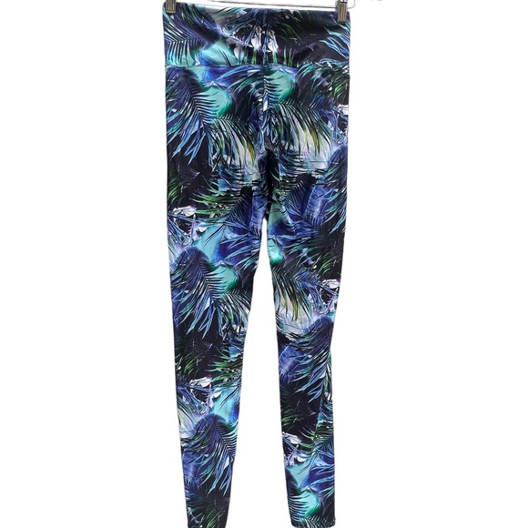Luciana Grimaldi Designer Green Jungle Fern Sport work out Leggings size M - Picture 2 of 6
